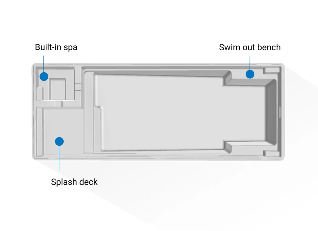 An overview of the key features of The Ultimate fiberglass pool shape